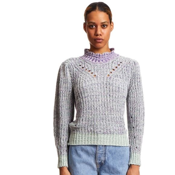 Isabel Marant Latiya Multicolor Ribbed Long Sleeve Pullover Sweater Size 40 - Picture 3 of 15